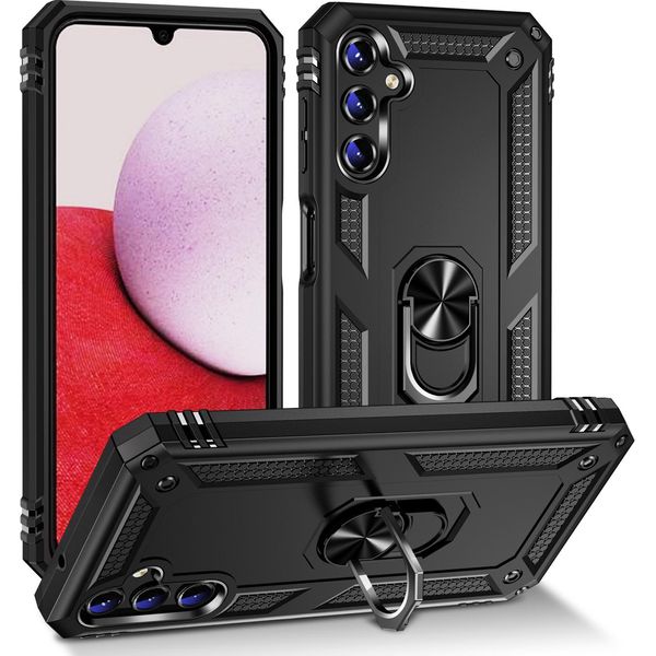 Custodia Per Samsung Galaxy A14 5G A Doppio Strato Robusta, Protezione Militare Con Supporto Ad Anello E Supporto Nero-image