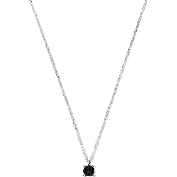 New Bling 9NB-1060 Collana In Argento Con Ciondolo In Zirconi - 5Mm - Nero - 40+5Cm - Rodio - Argento-image