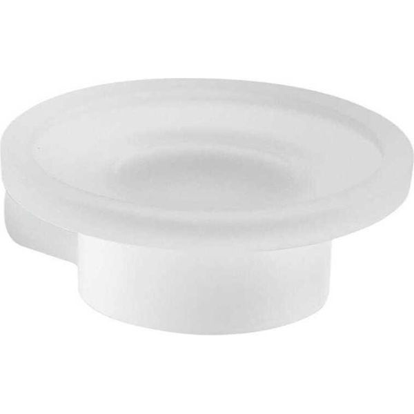 Portasapone Vetro/Ottone Cromato Bianco Opaco - Fissaggio Con Viti Incluse | Giacinto-image
