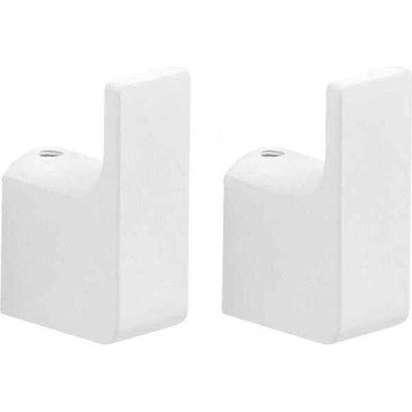 Appendiabiti Confezione 2 Pz Ottone Cromato Bianco Opaco - Fissaggio Con Viti Incluse | Giacinto-image