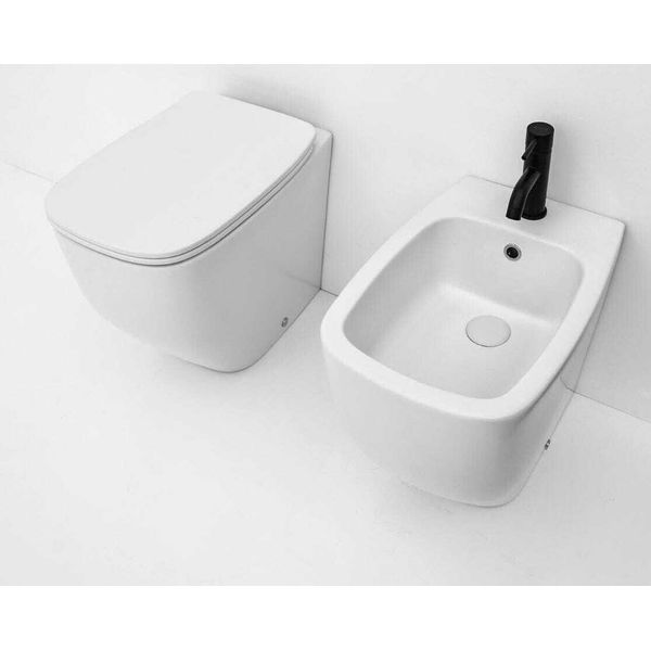 Sanitari A Terra Filo Muro In Ceramica Bianco Opaco | Mozart-image