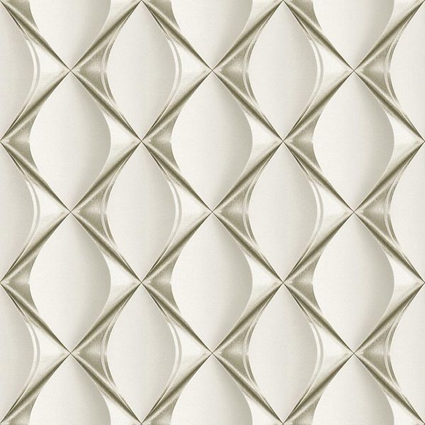 Carta Da Parati In Lana Con Ornamento Grafico Profhome 386912-GU Leggermente Goffrata Opaca Beige Platino Grigio Chiaro 5,33 M2-image