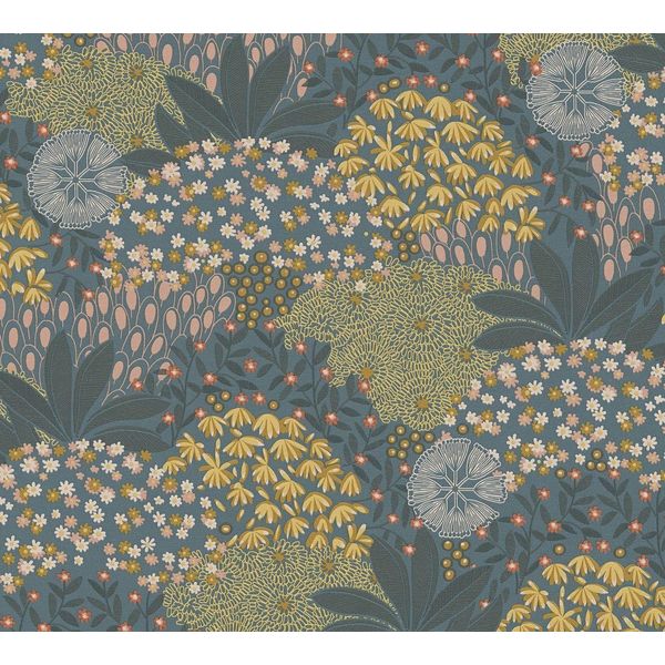 Profhome 387404-GU Opaco Leggermente Goffrato Turchese Blu Verde Giallo Rosa 5,33 M2-image