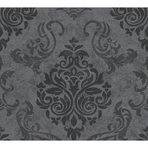 Carta Da Parati In Lana Profhome 953723-GU Leggermente Goffrata Opalescente Antracite Grafite Nero Grigio 5,33 M2-image