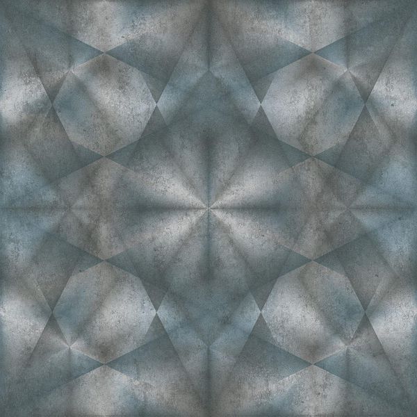 Carta Da Parati In Lana Con Ornamento Grafico Profhome 386924-GU Leggermente Goffrata Blu Opalescente Teal Grigio Argento 5,33 M2-image