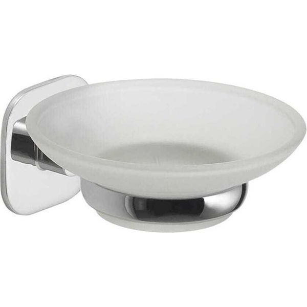 Piattino Portasapone Vetro/Acciaio Inox Cromato | Timo-image