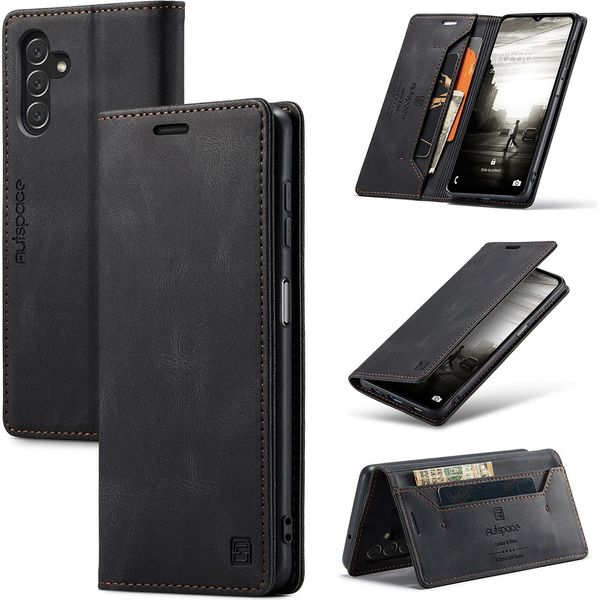 Galaxy A14 5G Case, Retropoliuretanocustodia In Pelle Stand Copertura Protettiva Per Samsung Galaxy A14 5G Nero-image