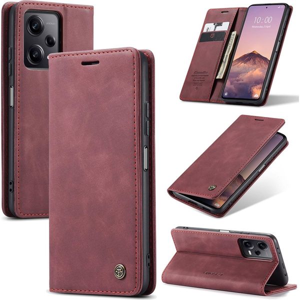 Custodia Redmi Note 12 Pro+, Custodia Retrò In Finto Cuoio Con Funzione Stand Per Xiaomi Redmi Note 12 Pro+ Rosso-image