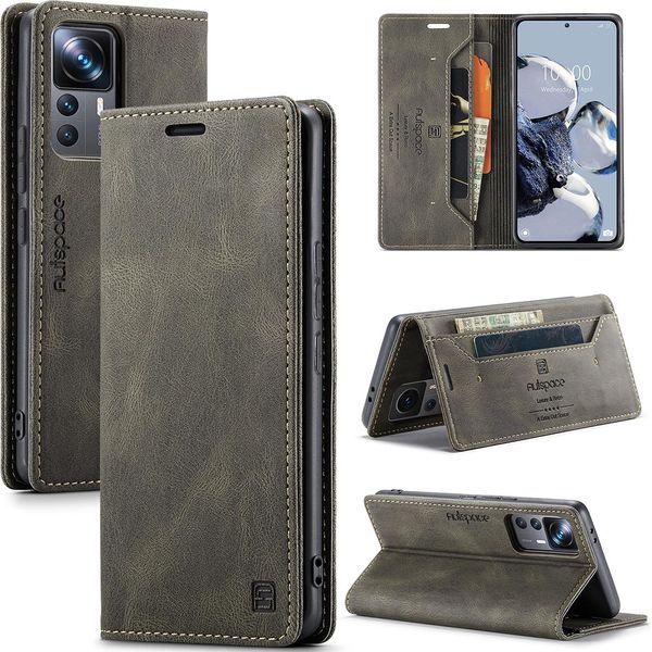 Xiaomi 12T Pro Case, Retro Custodia In Finto Cuoio, Stand E Custodia Protettiva Per Xiaomi 12T / 12T Pro Kupfer-image