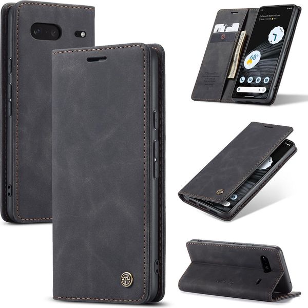 Google Pixel 7 Case, Retro Custodia In Finto Cuoio Con Funzione Stand Custodia Protettiva Per Google Pixel 7 Nero-image
