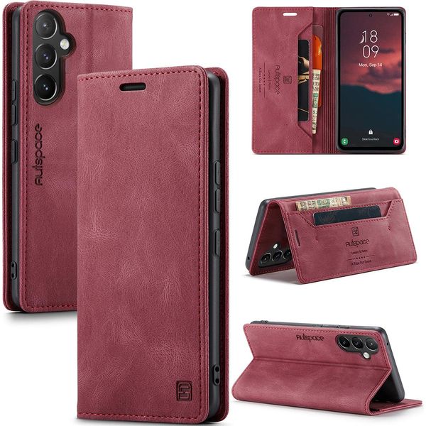 Galaxy A54 5G Case, Retropoliuretanocustodia In Pelle Stand Copertura Protettiva Per Samsung Galaxy A54 5G Rosso-image