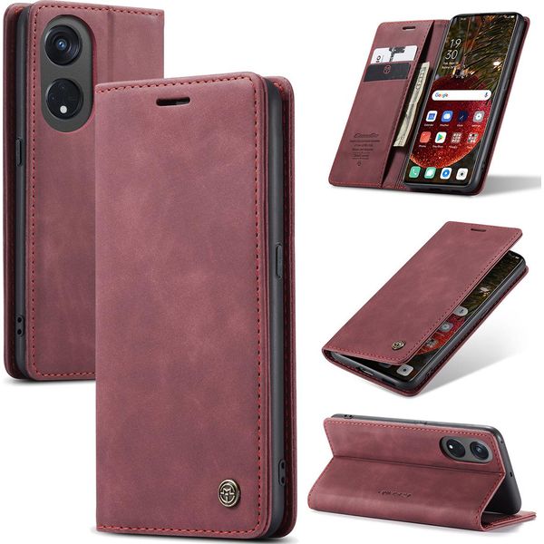 Custodia Oppo Reno8 T 5G, Custodia Retrò In Finto Cuoio Con Supporto Protettivo Per Oppo Reno8 T 5G Rosso-image