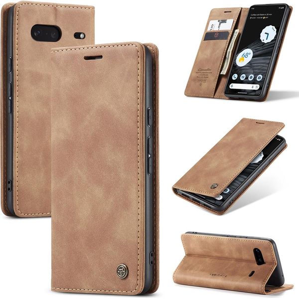 Custodia Google Pixel 7, Custodia Retrò In Finto Cuoio Con Funzione Stand Per Google Pixel 7 Marrone-image