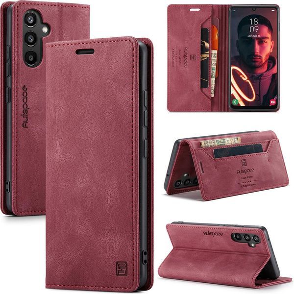 Galaxy A34 5G Case, Retropoliuretanocustodia In Pelle Stand Cover Protettiva Per Samsung Galaxy A34 5G Rosso-image