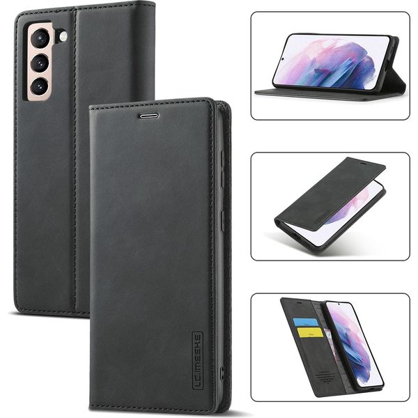 Galaxy S21 Fe 5G Custodia In Pelle Con Funzione Stand E Porta Carte, Custodia Design Portafoglio Per Samsung Galaxy S21 Fe 5G Nero-image