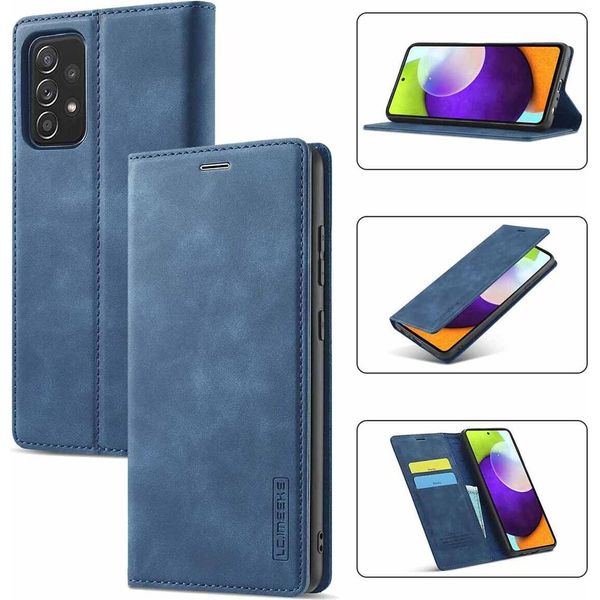 Custodia Galaxy A52, Stand Funzione Carta Portafoglio Custodia Protettiva In Pelle Per Samsung Galaxy A52 5G / A52S 5G Blu-image