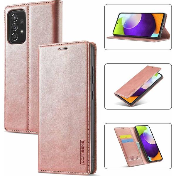 Galaxy A72 Custodia In Pelle Con Funzione Stand E Porta Carte, Custodia Design Portafoglio Per Samsung Galaxy A72 5G Rosa-image