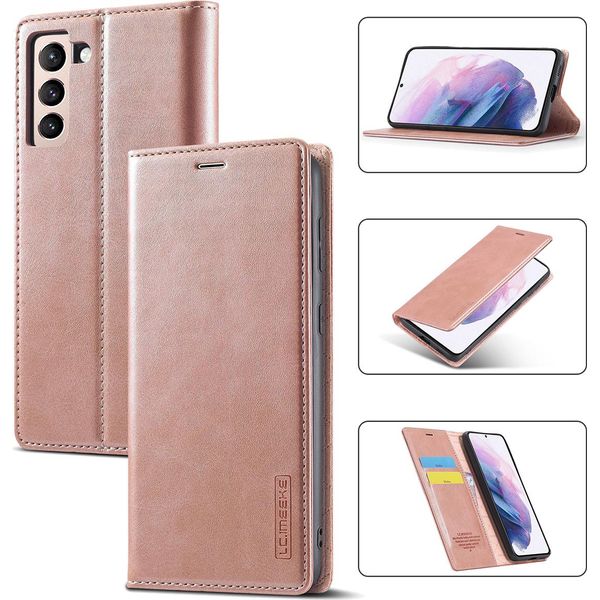 Galaxy S21+ Plus 5G Custodia In Pelle Con Funzione Stand E Porta Carte, Custodia Design Portafoglio Per Samsung Galaxy S21 Plus 5G Rosa-image