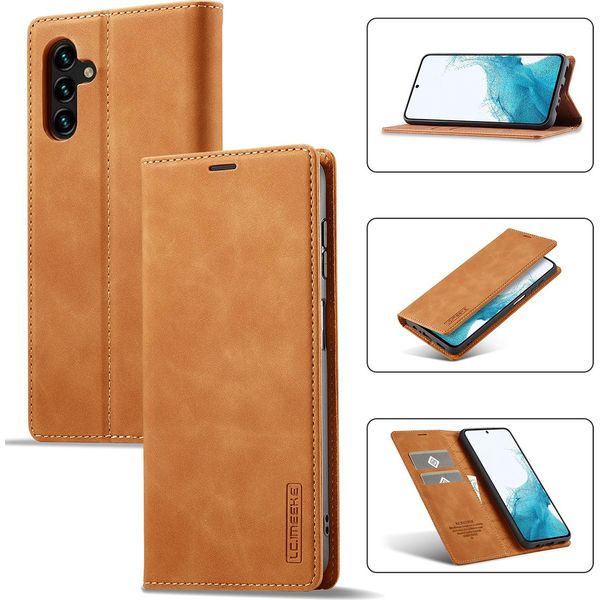 Galaxy A34 5G Custodia In Pelle Con Funzione Stand E Porta Carte, Custodia Design Portafoglio Per Samsung Galaxy A34 5G Marrone-image