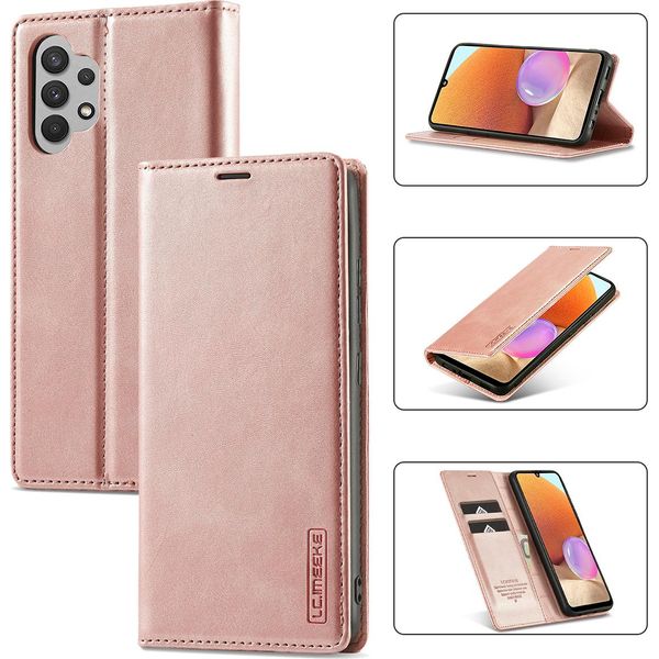 Galaxy A32 4G Custodia In Pelle Con Funzione Stand E Porta Carte, Custodia Design Portafoglio Per Samsung Galaxy A32 4G Rosa-image
