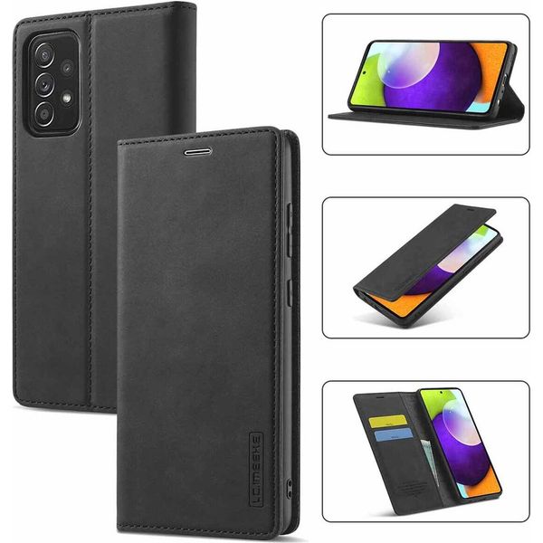 Galaxy A72 Custodia In Pelle Con Funzione Stand E Porta Carte, Custodia Design Portafoglio Per Samsung Galaxy A72 5G Nero-image