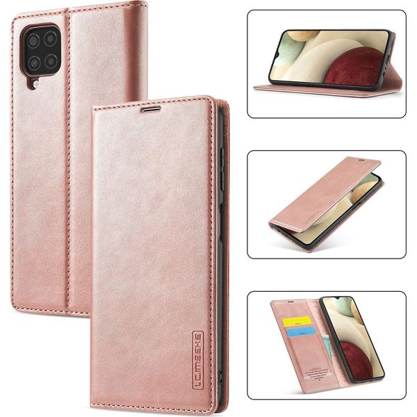 Galaxy A22 4G Custodia In Pelle Con Funzione Stand E Porta Carte, Custodia Design Portafoglio Per Samsung Galaxy A22 4G Rosa-image