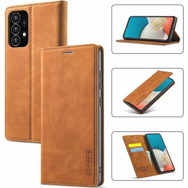 Galaxy A53 5G Custodia In Pelle Con Funzione Stand E Porta Carte, Custodia Design Portafoglio Per Samsung Galaxy A53 5G Marrone-image