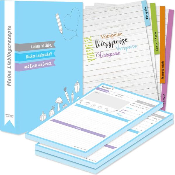 Pricaro Set Completo Di Cartellette Per Ricette "Allerlei"", A4, 8 Pezzi"-image