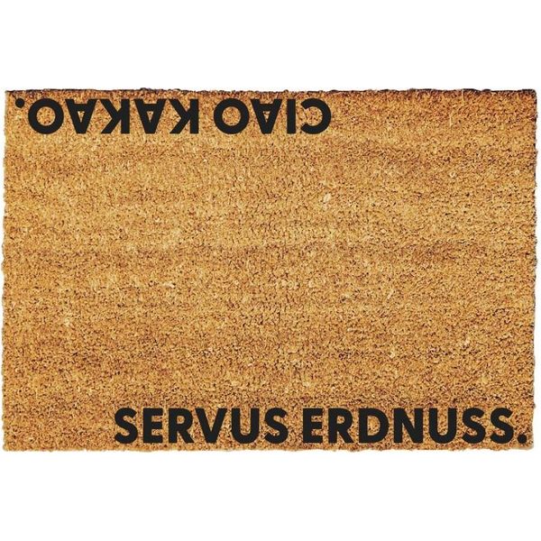 Zerbino Giftstory Cocco Servus Erdnuss - Ciao KAKAO- Regalo - Zerbino Porta D'ingresso - Zerbino Di Benvenuto - Zerbino Divertente - Dimensioni: 80X50 Cm-image