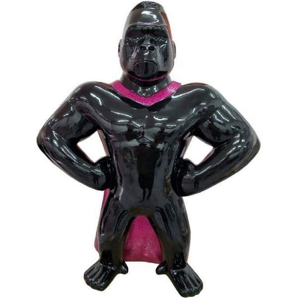 Casa Padrino Scultura Decorativa Gorilla Scimmia Nero / Viola H. 75 Cm - Figura Decorativa Resistente Alle Intemperie - Figura Decorativa Per Il Soggiorno - Figura Decorativa Per Il Giardino - Figura Animale Decorativa-image