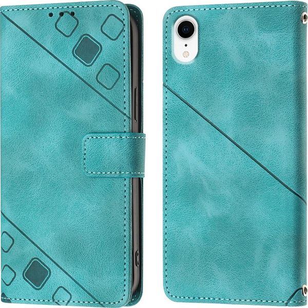 Custodia Per Iphone Xr In Rilievo Custodia A Portafoglio In Pelle Flip Con Funzione Stand Verde-image