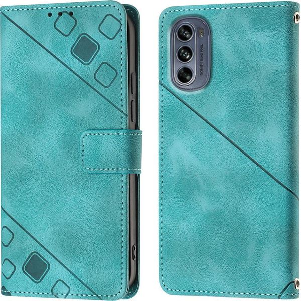 Custodia Per Motorola Moto G62 5G In Rilievo Custodia A Portafoglio In Pelle Flip Con Funzione Stand Verde-image
