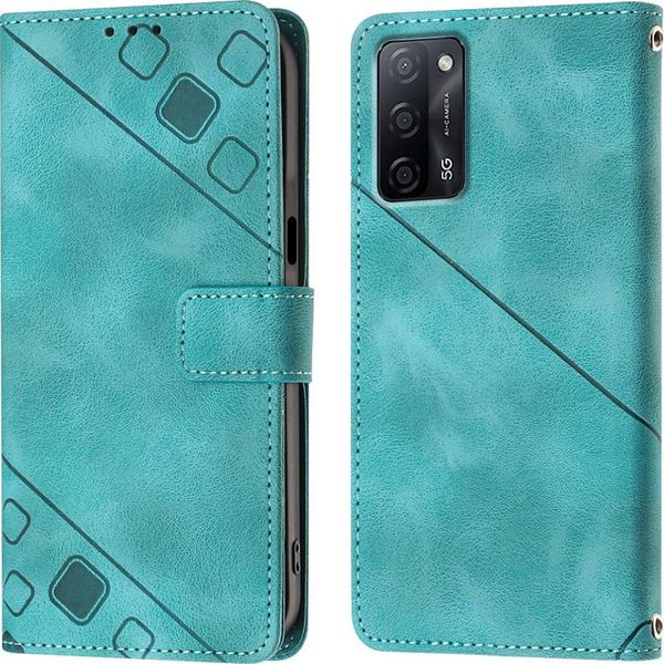 Custodia Per Oppo A55 5G/A54 4G/A16 4G/A16S/A55 4G/A54S/A56 5G/Realme V11 5G Custodia A Portafoglio In Pelle Goffrata Con Supporto Verde-image