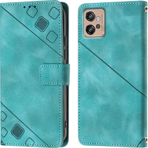 Custodia Per Motorola Moto G32 In Rilievo Custodia A Portafoglio In Pelle Flip Con Funzione Stand Verde-image