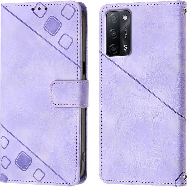 Custodia Per Oppo A55 5G/A54 4G/A16 4G/A16S/A55 4G/A54S/A56 5G/Realme V11 5G Custodia A Portafoglio In Pelle In Rilievo Con Funzione Stand Viola-image