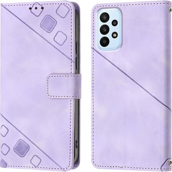 Custodia Per Samsung Galaxy A13 4G In Rilievo Custodia Portafoglio In Pelle Flip Con Funzione Stand Viola-image