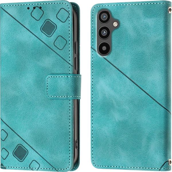 Custodia Per Samsung Galaxy A34 In Rilievo Custodia Portafoglio In Pelle Flip Con Funzione Stand Verde-image