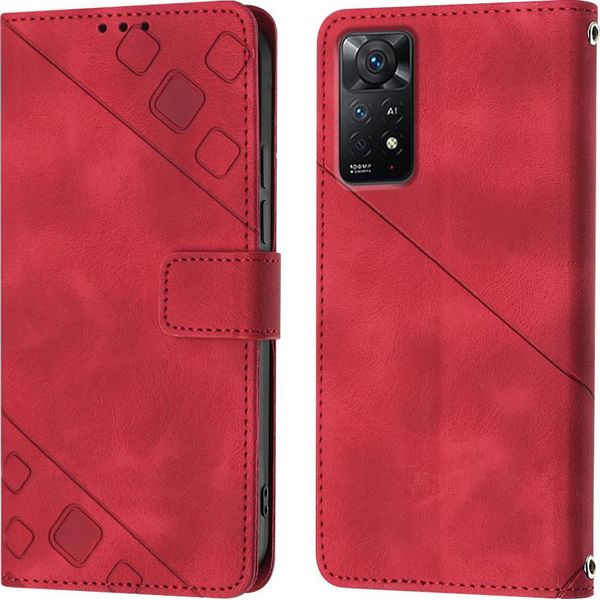 Custodia Per Xiaomi Redmi Note 11 Pro 5G/4G In Rilievo Custodia Portafoglio In Pelle Flip Con Funzione Stand Rosso-image