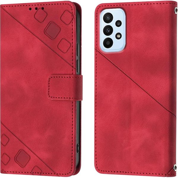 Custodia Per Samsung Galaxy A72 4G 5G In Rilievo Custodia A Portafoglio In Pelle Flip Con Funzione Stand Rosso-image