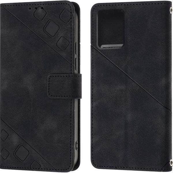 Custodia Per Motorola Moto G 5G 2023 In Rilievo Custodia A Portafoglio In Pelle Flip Con Funzione Stand Nero-image