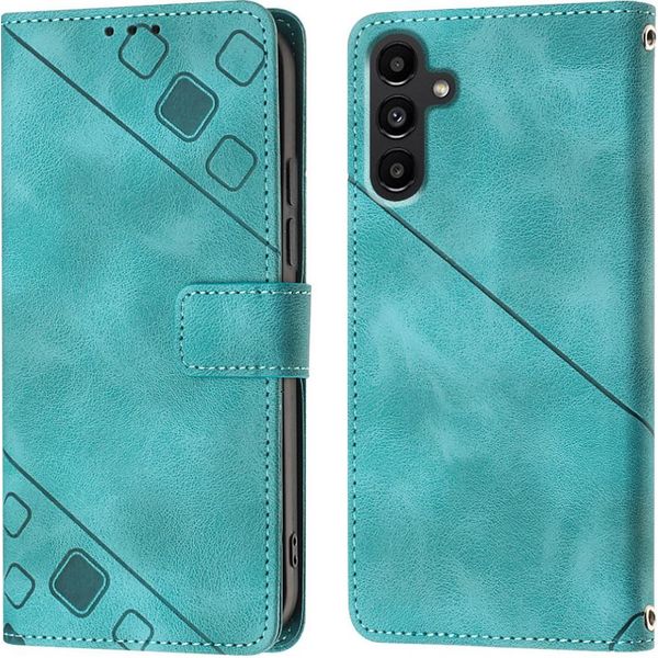 Custodia Per Samsung Galaxy A14 5G In Rilievo Custodia Portafoglio In Pelle Flip Con Funzione Stand Verde-image