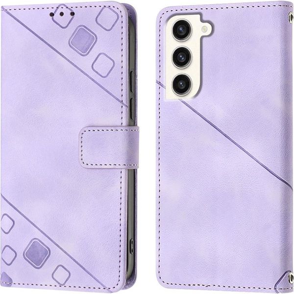 Custodia Per Samsung Galaxy S23 In Rilievo Custodia A Portafoglio In Pelle Flip Con Funzione Stand Viola-image