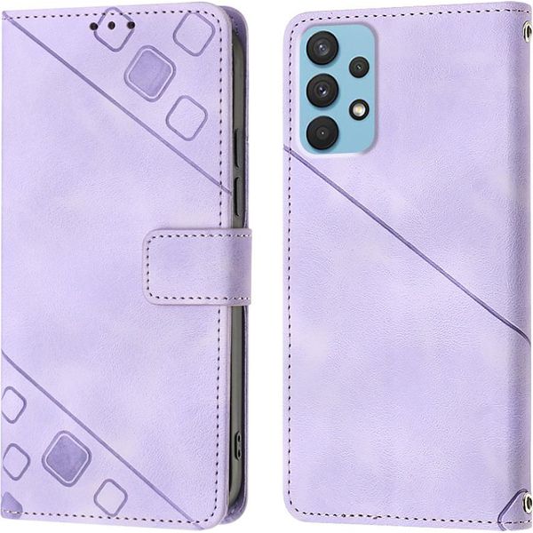 Custodia Per Samsung Galaxy A32 4G In Rilievo Custodia A Portafoglio In Pelle Flip Con Funzione Stand Viola-image