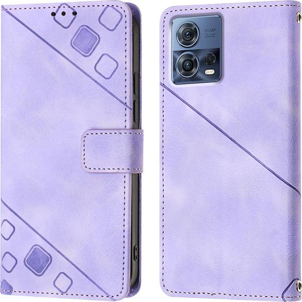 Custodia Per Motorola Moto S30 Pro 5G In Rilievo Custodia A Portafoglio In Pelle Flip Con Funzione Stand Viola-image