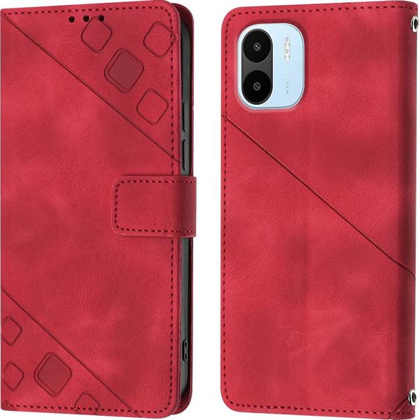 Custodia Per Xiaomi Redmi A1 In Rilievo Custodia A Portafoglio In Pelle Flip Con Funzione Stand Rosso-image