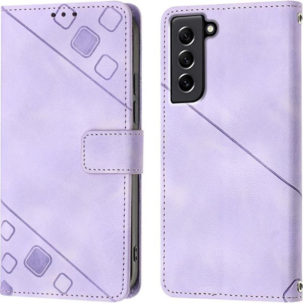 Custodia Per Samsung Galaxy S21 Fe In Rilievo Custodia A Portafoglio In Pelle Flip Con Funzione Stand Viola-image
