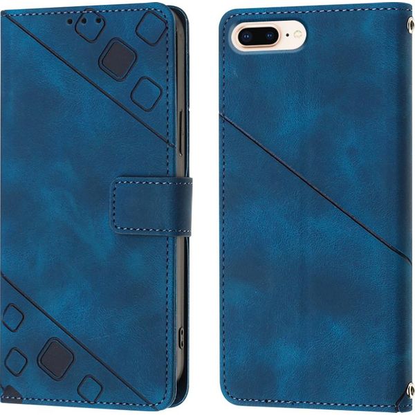 Custodia Per Iphone 8 Plus/7 Plus/6S Plus/6 Plus In Rilievo Custodia Portafoglio In Pelle Flip Con Funzione Stand Blu-image