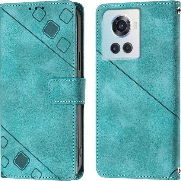 Custodia Per Oneplus Ace 5G In Rilievo Custodia A Portafoglio In Pelle Flip Con Funzione Stand Verde-image