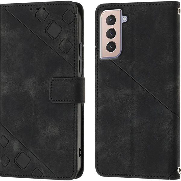 Custodia Per Samsung Galaxy S21 Plus 5G In Rilievo Custodia A Portafoglio In Pelle Flip Con Funzione Stand Nero-image