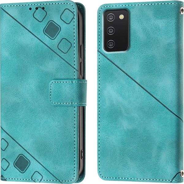 Custodia Per Samsung Galaxy A03S In Rilievo Custodia A Portafoglio In Pelle Flip Con Funzione Stand Verde-image